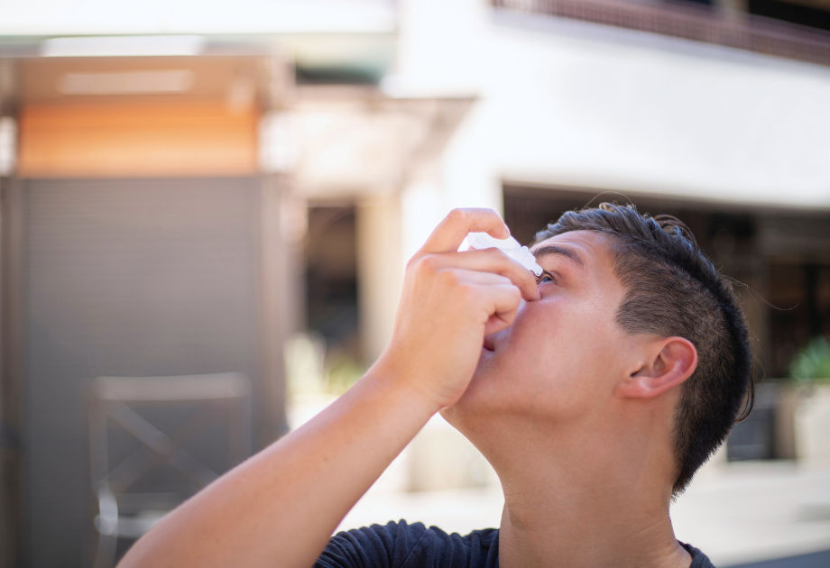 Using eye drops